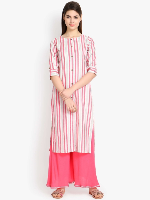 

ALC Creations Women Pink Striped Kurta