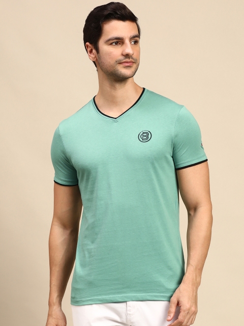 

Being Human Men Green V-Neck Pure Cotton T-shirt