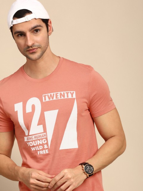 

Being Human Men Pink Typography Printed T-shirt