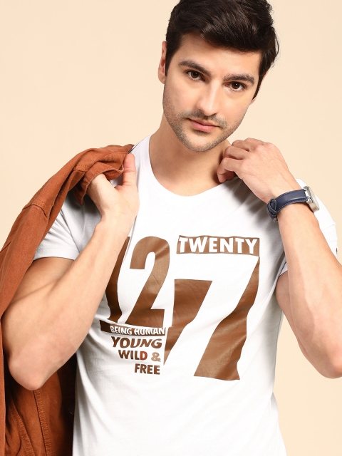 

Being Human Men White Typography Printed Pure Cotton T-shirt