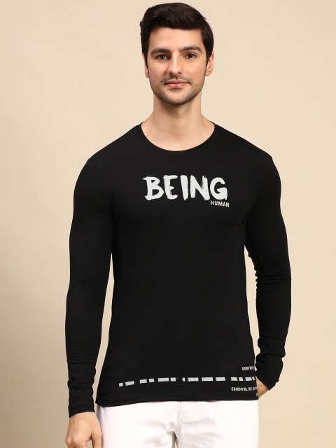 

Being Human Men Black Typography Printed Pure Cotton T-shirt