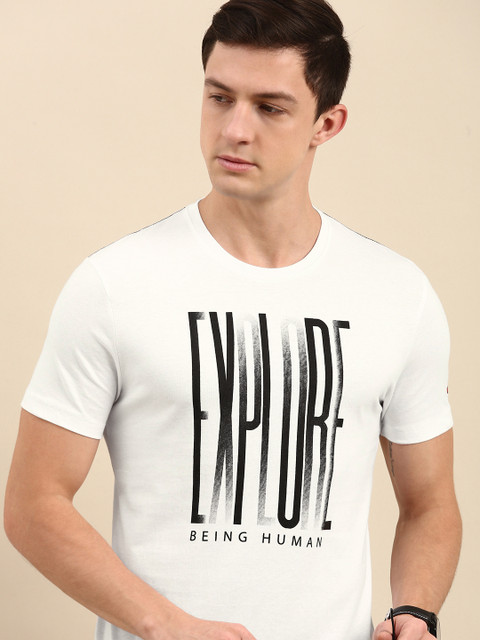 

Being Human Men White Typography Printed T-shirt