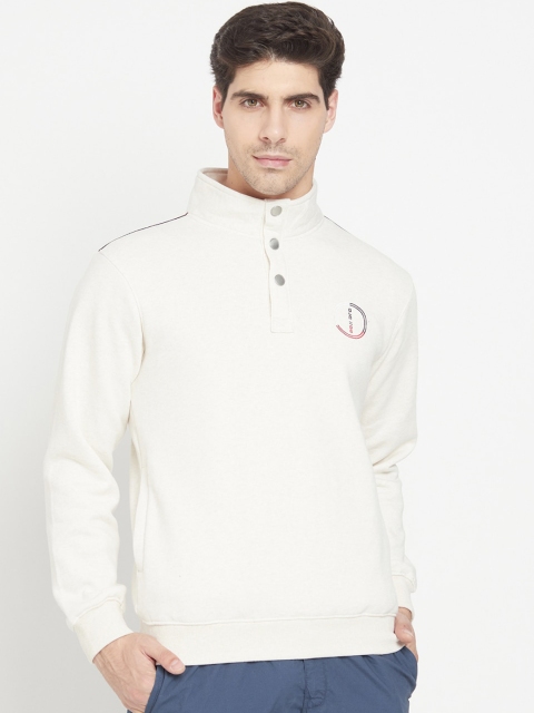 

Octave Men White Solid Fleece Pullover Sweatshirt