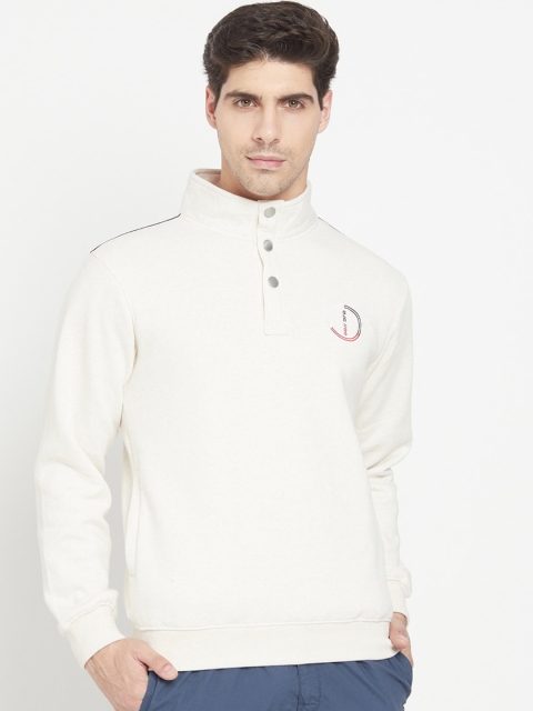 

Octave Men Off White Solid Sweatshirt