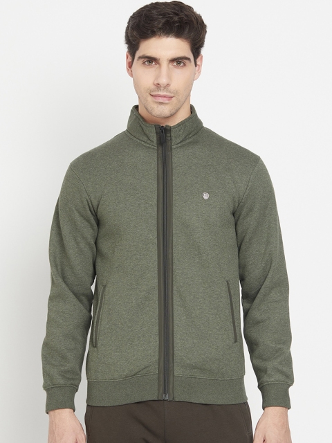 

Octave Men Olive Green Solid Sweatshirt