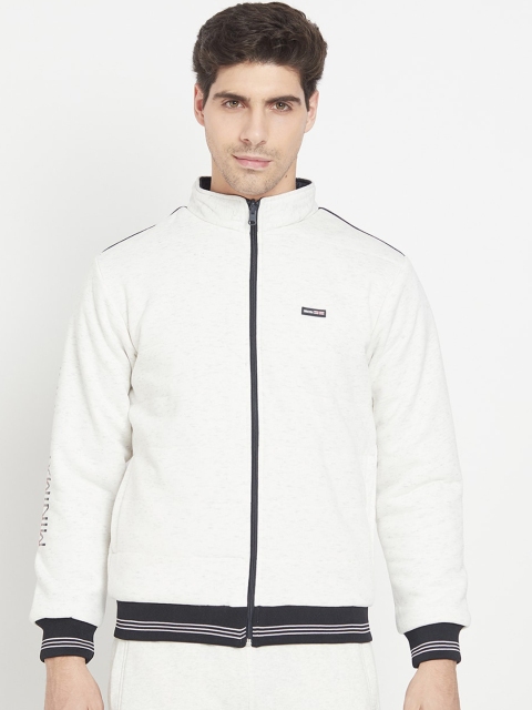 

Octave Men White & Black Fleece Front-Open Sweatshirt