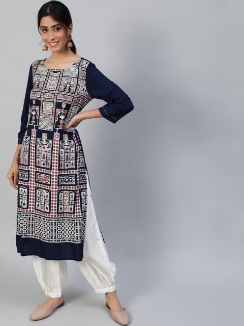 

Luni Women Blue Ethnic Motifs Printed Kurta