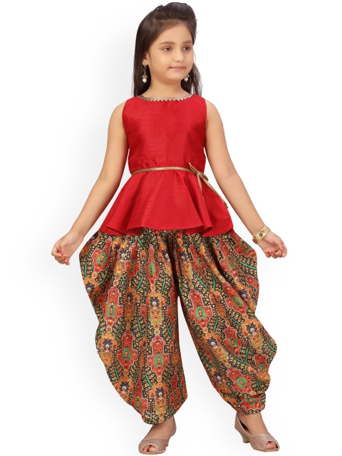 

Aarika Girls Maroon Regular Pure Silk Kurti with Dhoti Pants