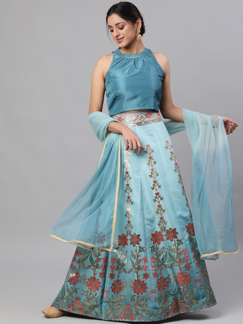 

Luni Blue & Red Ready to Wear Lehenga & Blouse With Dupatta