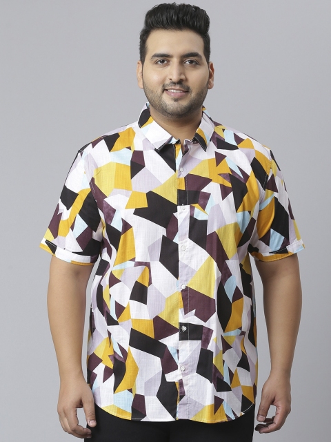 

Instafab Plus Men White Classic Opaque Printed Casual Shirt