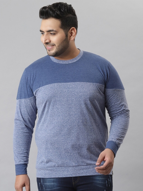 

Instafab Plus Men Blue Colourblocked Pockets Cotton T-shirt