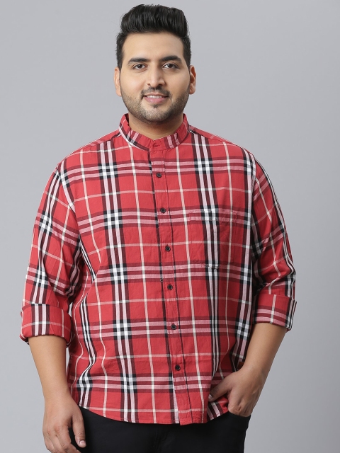 

Instafab Plus Men Red Checked Casual Shirt