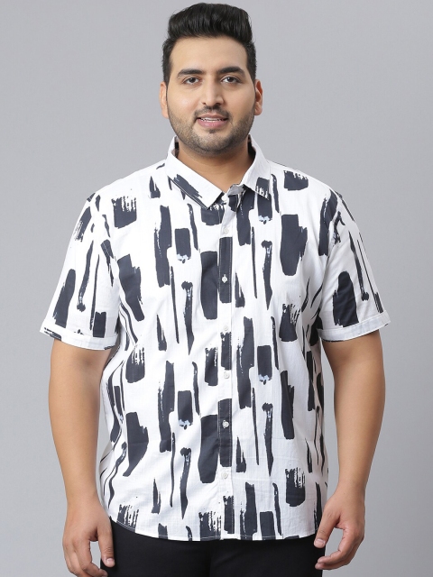 

Instafab Plus Men White Classic Opaque Printed Casual Shirt