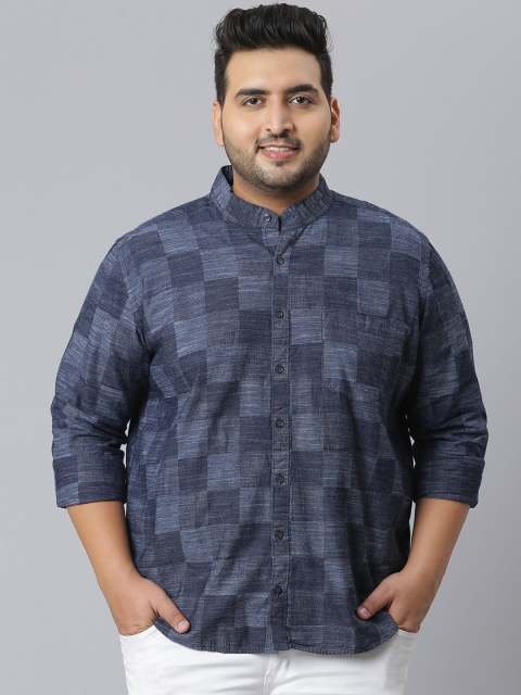 

Instafab Plus Men Blue Classic Opaque Printed Casual Shirt