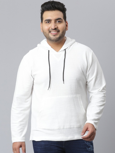 

Instafab Plus Men White Hooded Sweatshirt