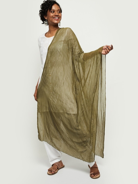 

max Olive Green Solid Dupatta