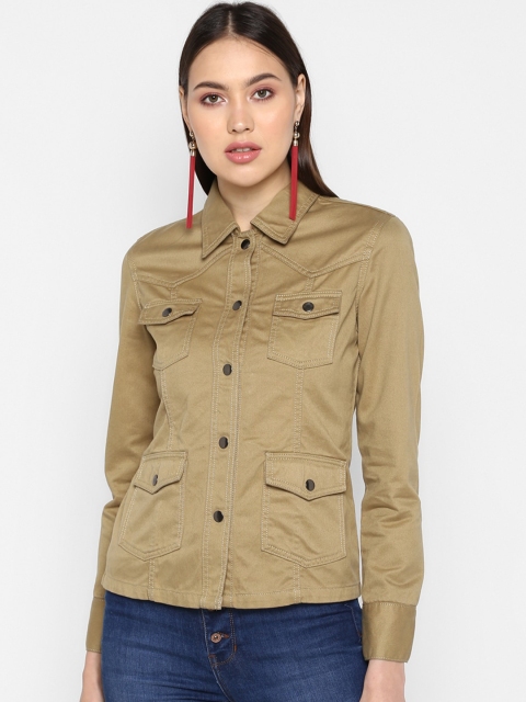 

FOSH Women Brown Camouflage Tailored Jacket