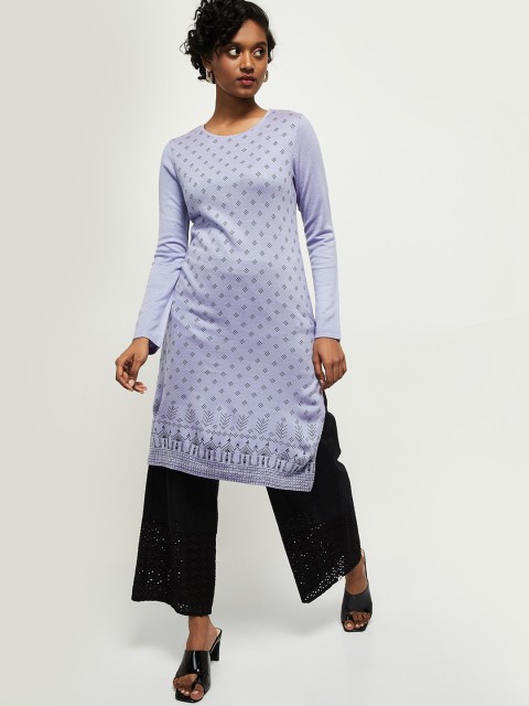 

Max Women Purple Ethnic Motifs Thread Work Kurta