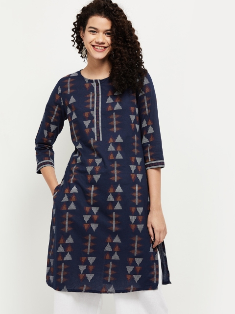

max Women Blue Geometric Printed Kurta