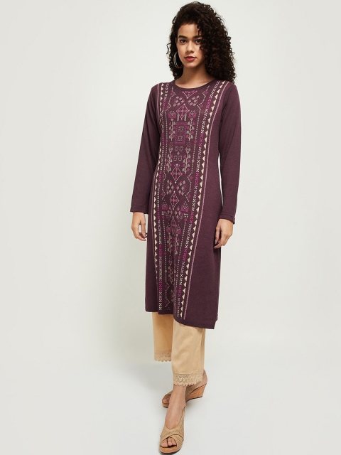 

max Women Purple Geometric Kurta