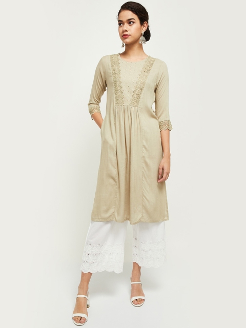 

max Women Beige Kurta