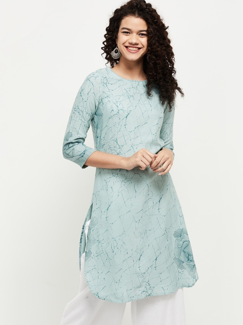 

max Women Blue Printed Kurta