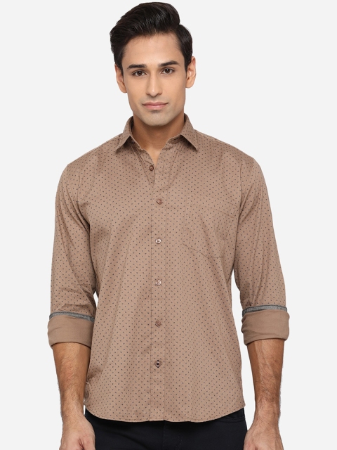 

Greenfibre Men Brown Classic Slim Fit Opaque Printed Cotton Casual Shirt