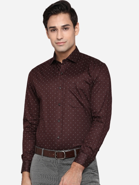 

Greenfibre Men Brown Classic Slim Fit Opaque Printed Formal Shirt