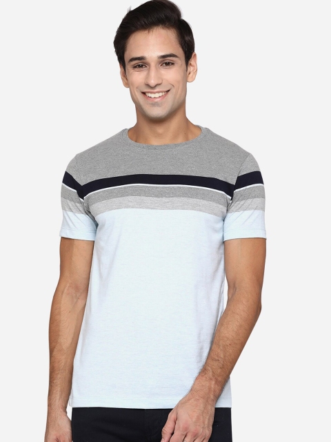 

Greenfibre Men Grey & Blue Striped Slim Fit T-shirt