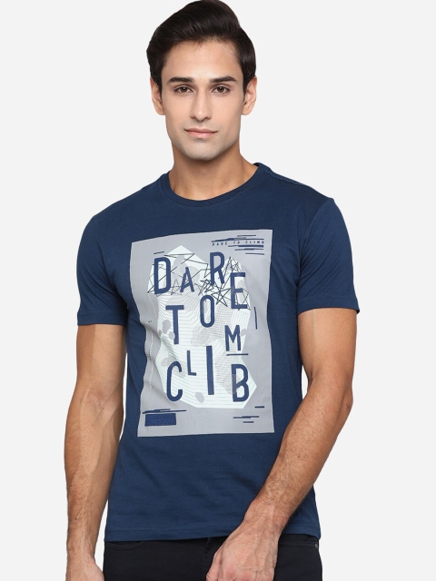 

Greenfibre Men Blue & White Typography Printed Slim Fit T-shirt
