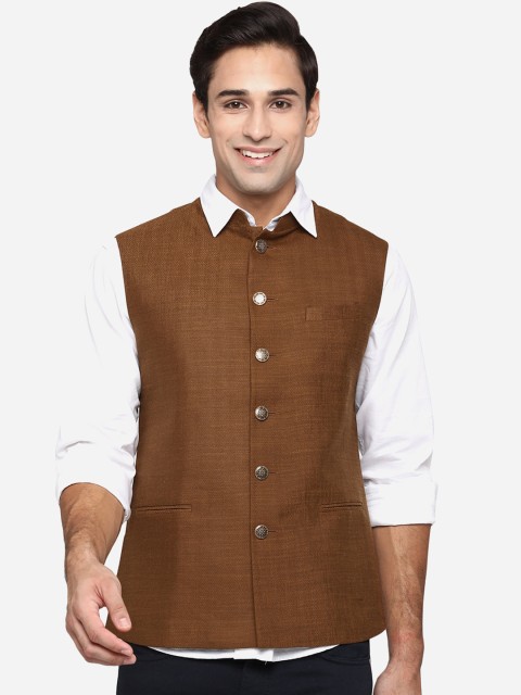 

Greenfibre Men Khaki Brown Terry Wool Waistcoat