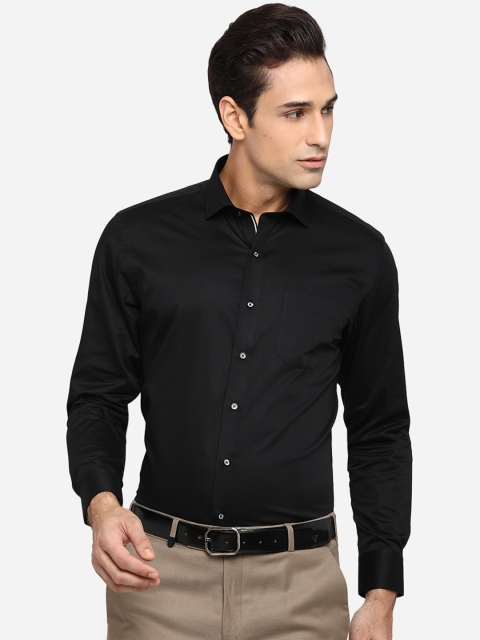 

Greenfibre Men Black Classic Slim Fit Opaque Cotton Formal Shirt