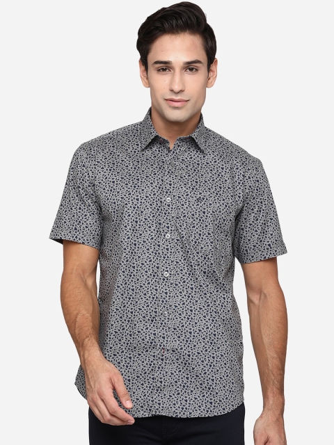 

Greenfibre Men Grey Classic Slim Fit Opaque Printed Casual Shirt