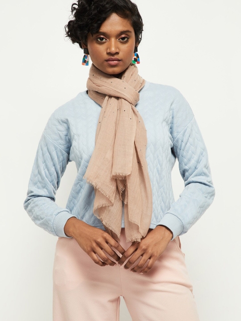 

max Women Peach-Color Embellished Acrylic Stoles