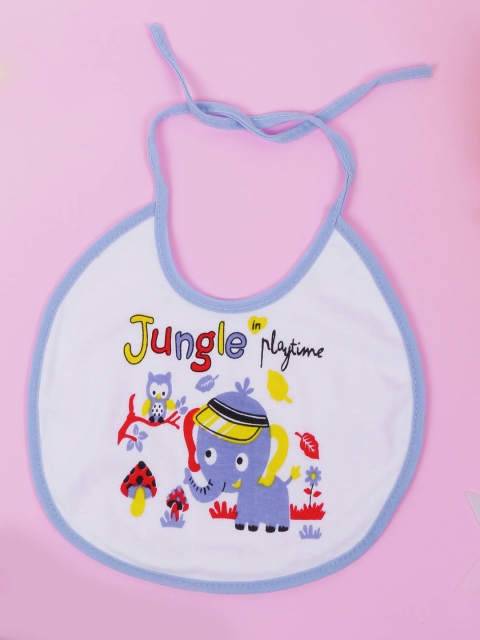 

POKORY Infant Kids White & Blue Printed Bibs
