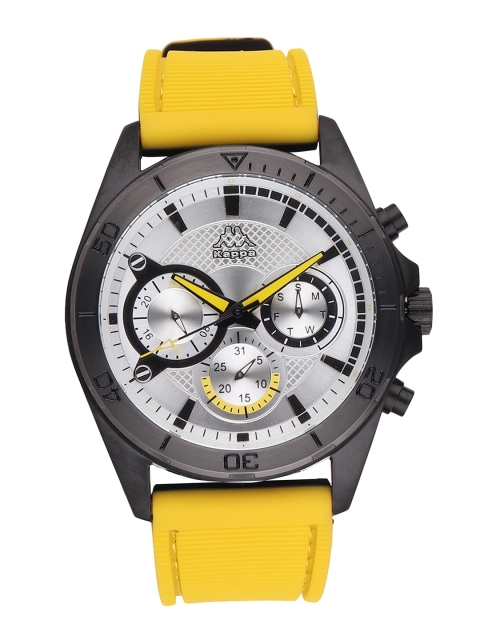 

Kappa Men Silver-Toned Dial & Yellow Straps Analogue Multi Function Watch KP-1403M-E-YL