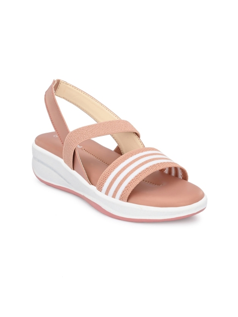 

TimberWood Peach-Coloured Striped Flatform Sandals