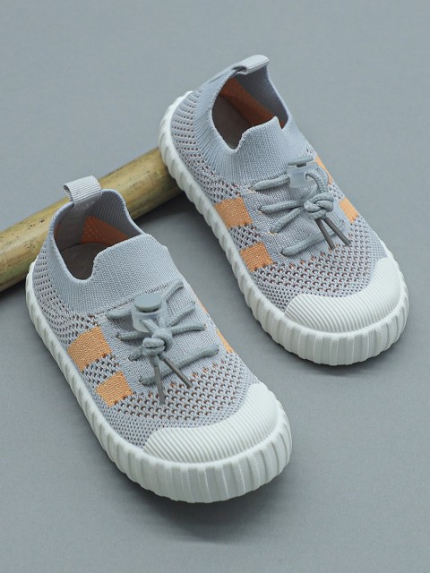 

FEETWELL SHOES Unisex Kids Grey Colourblocked PU Sneakers