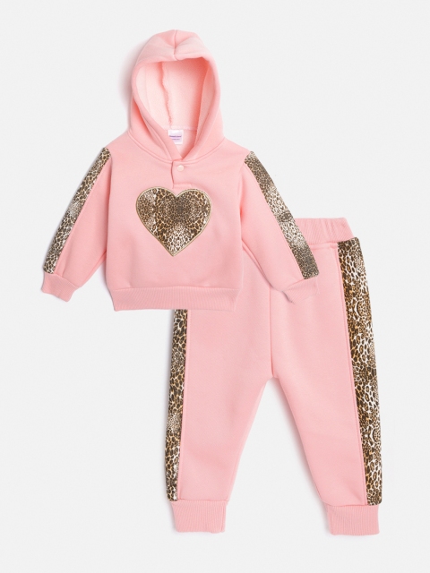 

Moms Love Girls Peach-Coloured & Brown Animal print Sweatshirt with Pyjamas