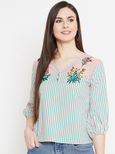 

Madame Pink & Green Striped Regular Top