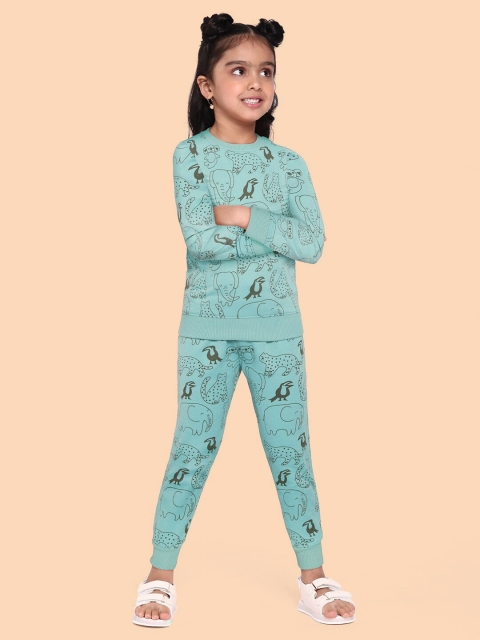 

GOJI Kids Green & Grey Printed Winter Night Suit