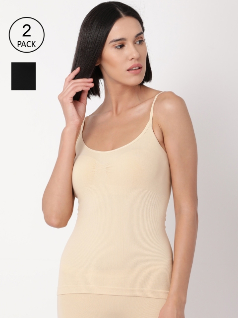 

GOLDSTROMS Women Beige & Black Camisole 2 Pack Combo