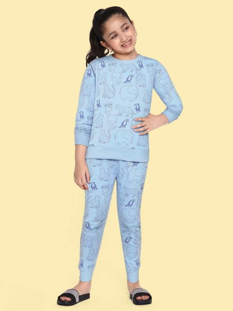 

GOJI Kids Blue Printed Winter Night Suit