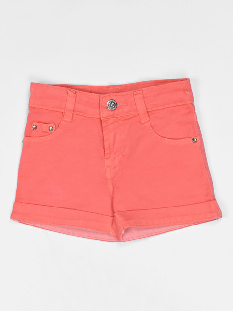 

ZOLA Girls Peach-Coloured Denim Regular Shorts