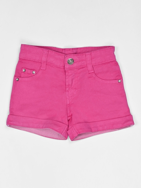 

ZOLA Girls Pink Solid Denim Shorts