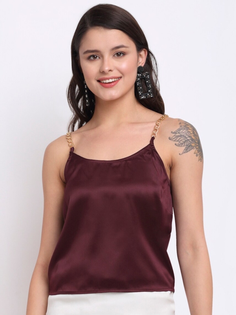

NEUDIS Maroon Sheen Satin Regular Top