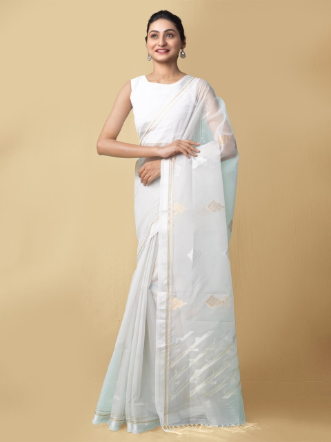 

Unnati Silks Women Grey & Gold-Toned Mysore Organza Saree