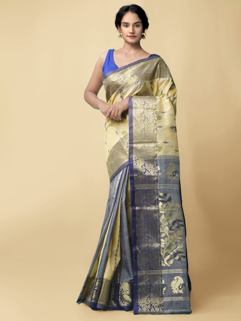 

Unnati Silks Women Brown & Gold-Toned Pure Handloom Dhaka Bengal Tissue Silk Sustainable Saree