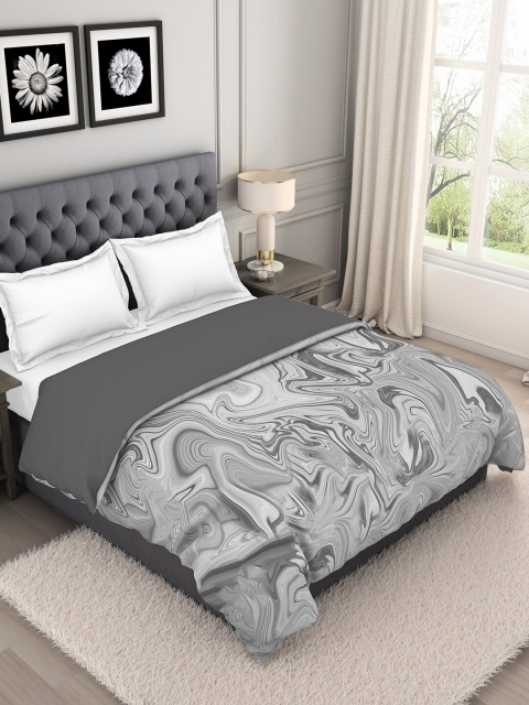 

SPACES Grey & White Abstract Printed 210 GSM AC Room Double Bed Quilt