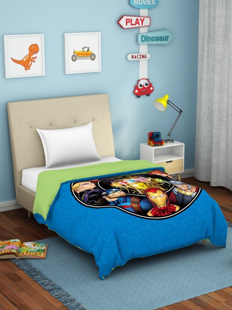 

SPACES Blue & Green Cartoon Characters AC Room Pure Cotton Single Bed Dohar